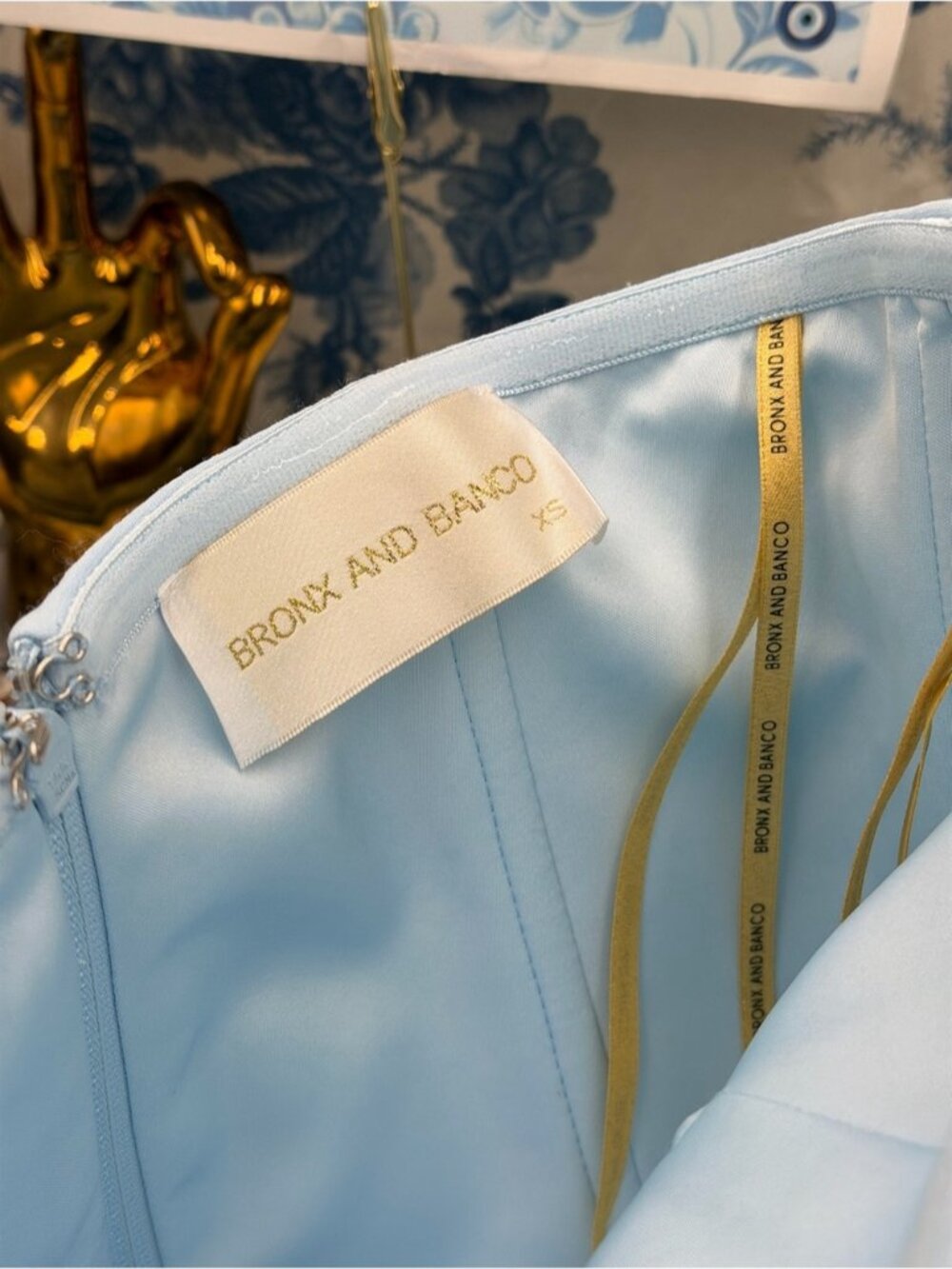 🆕 BRONX & BANCO 🧿 NWOT Harper Strapless Gown, Powder Blue - Sz XS US 2 - Picture 14 of 15